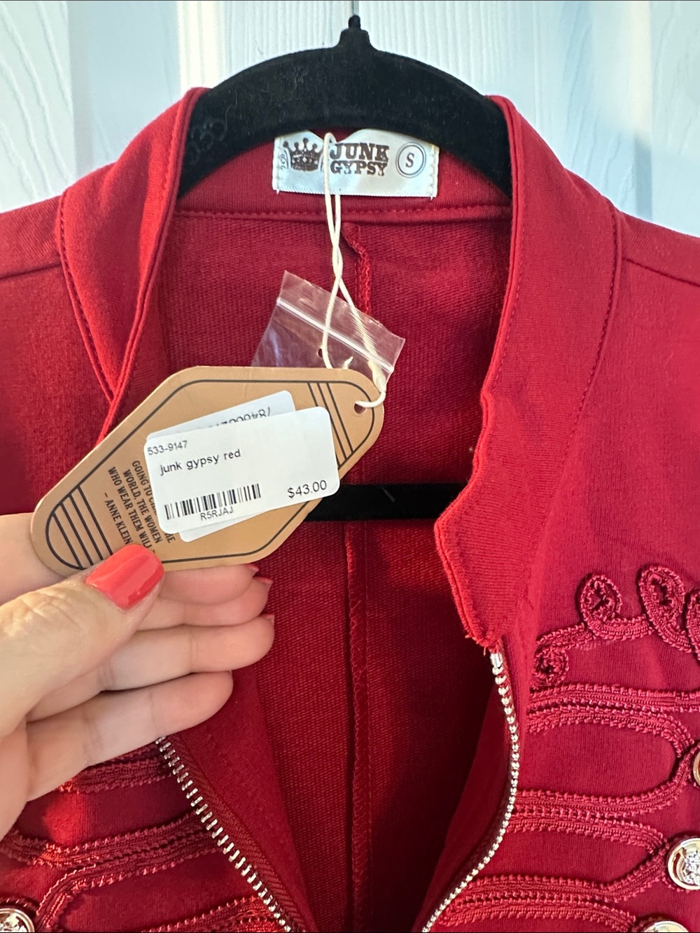 Red Military-Style Zip Jacket NEW 🆕 - Picture 3 of 5